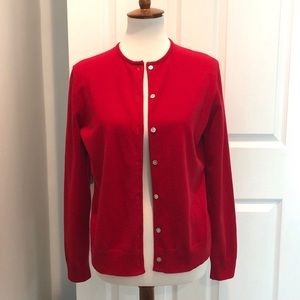 NWOT Lands End Classic Red Cardigan